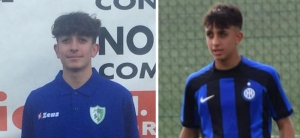 Giovanni D&#039;Agostino con le maglie di Arona e Inter