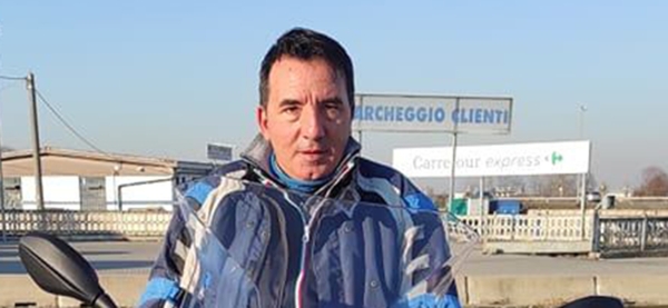 Pino Bonasia in versione motociclista